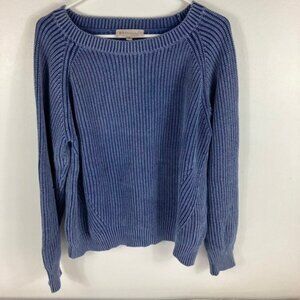 Womens Philosophy Distressed Look Crewneck‎ Sweater Blue XL Coton